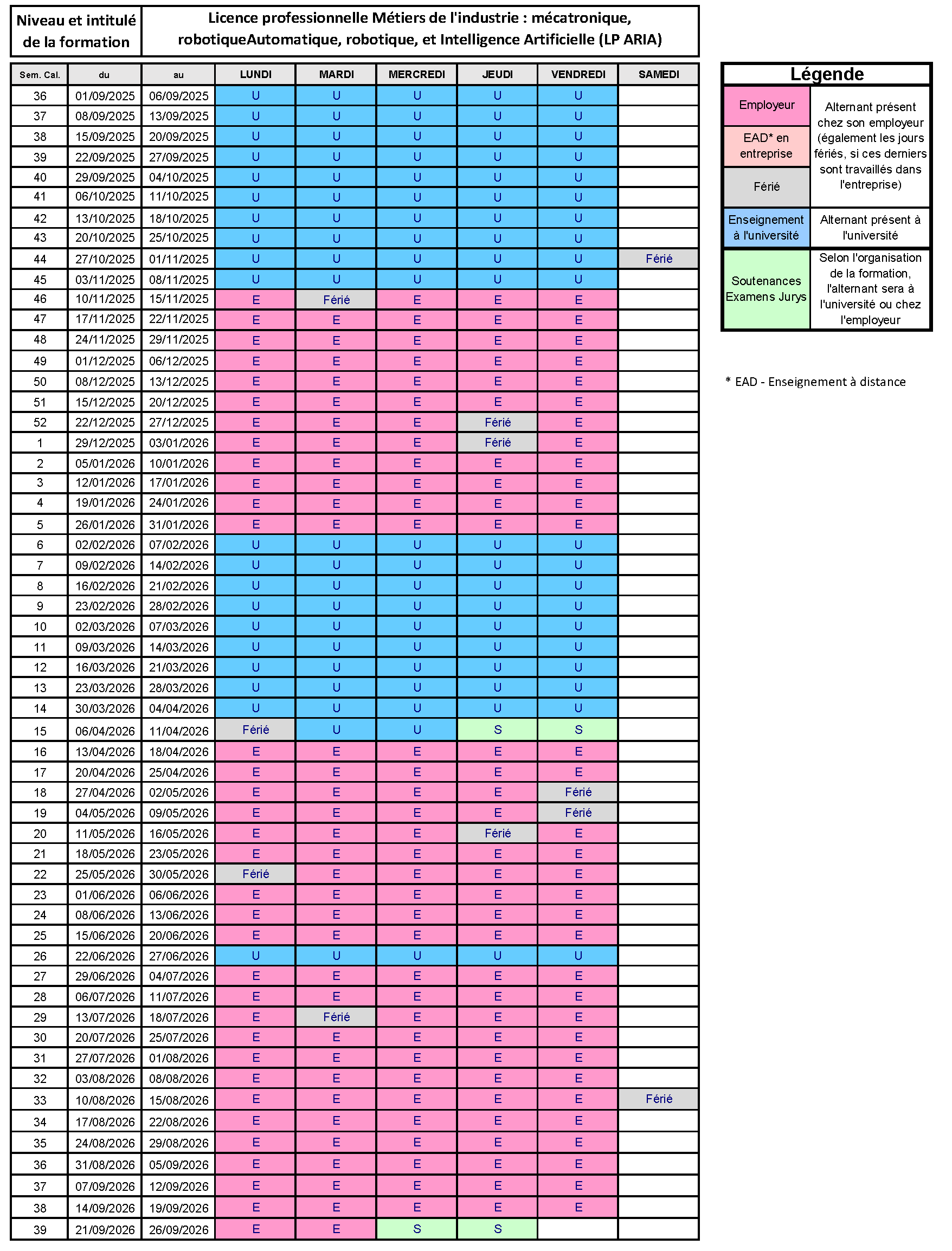 ARIA Calendrier Alternance